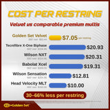 Velvet cost per restring compared to Tecnifibre, Wilson, Babolat and Head premium multifilaments